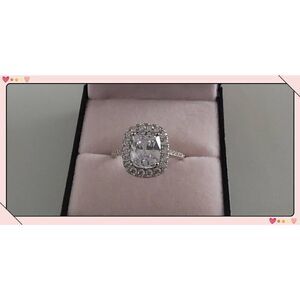 4.5 Ct. Elongated Cushion & Round Cut Halo Design Engagement/Bridal Ring Sz 8